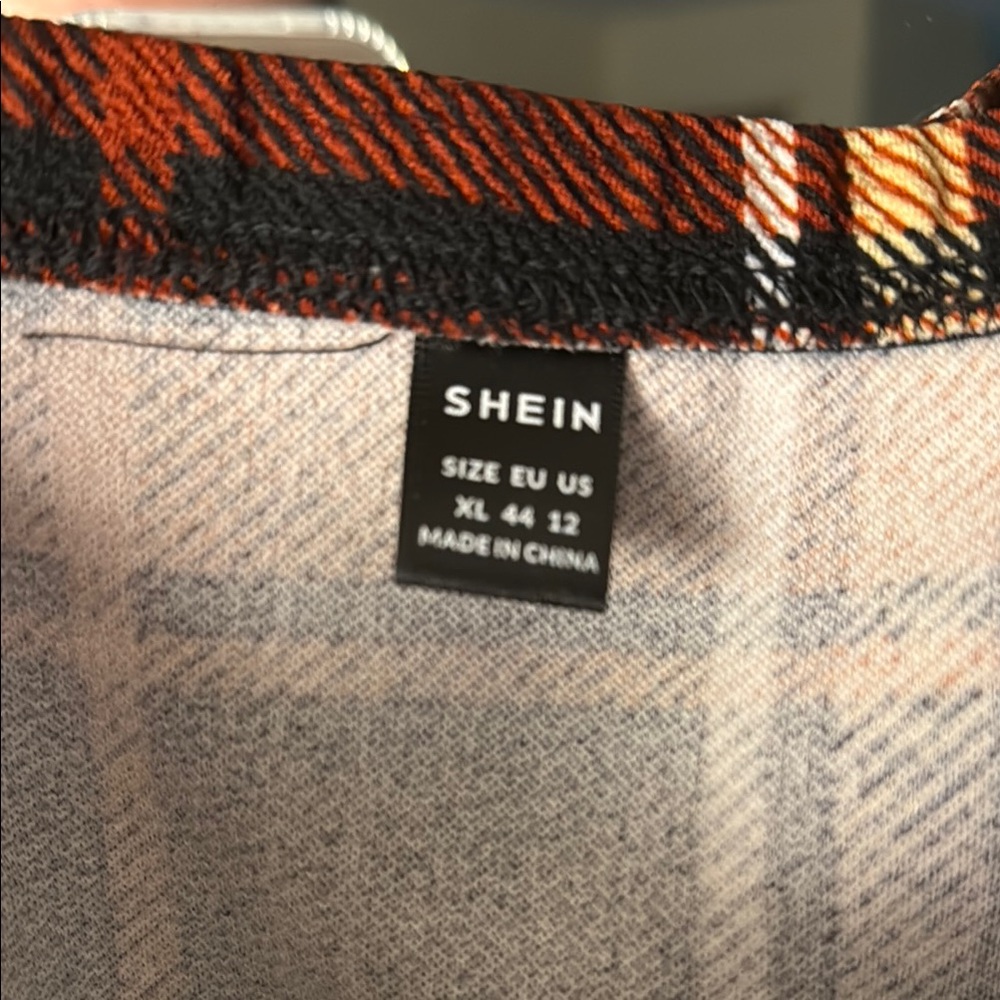 Shein Plaid Tartan Black, Red, White, & Tan Pencil Skirt - Picture 3 of 3